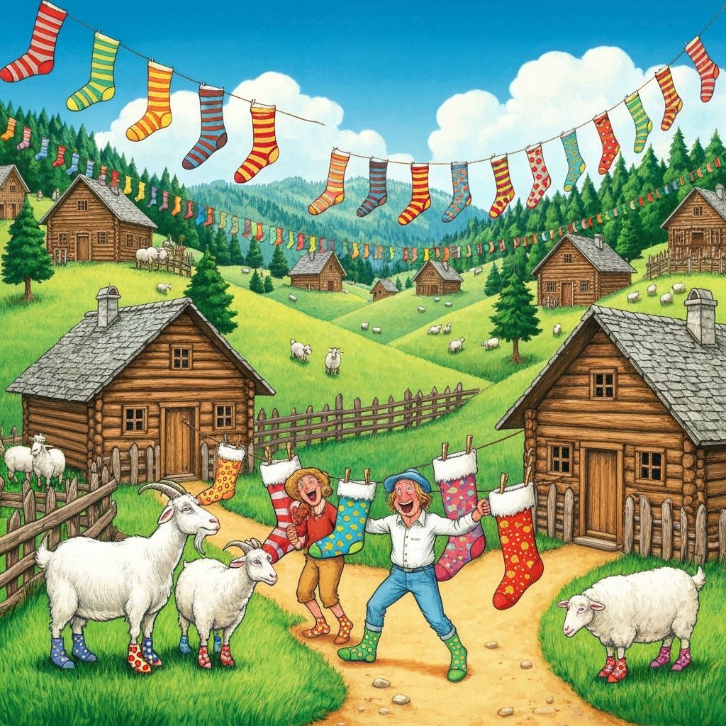 Alpine Village Celebrates Sock Day with Whimsical Decoration...