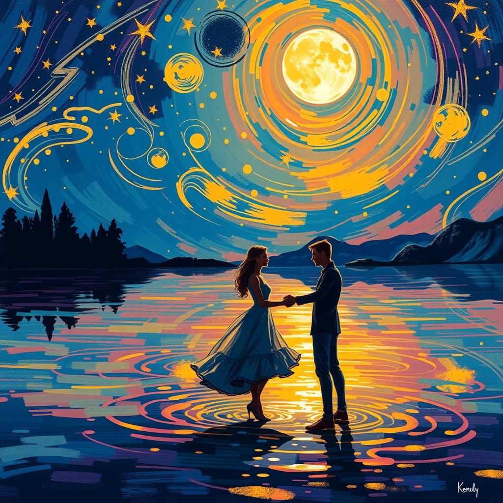 Lovers' Farewell: A Post-Impressionistic Scene