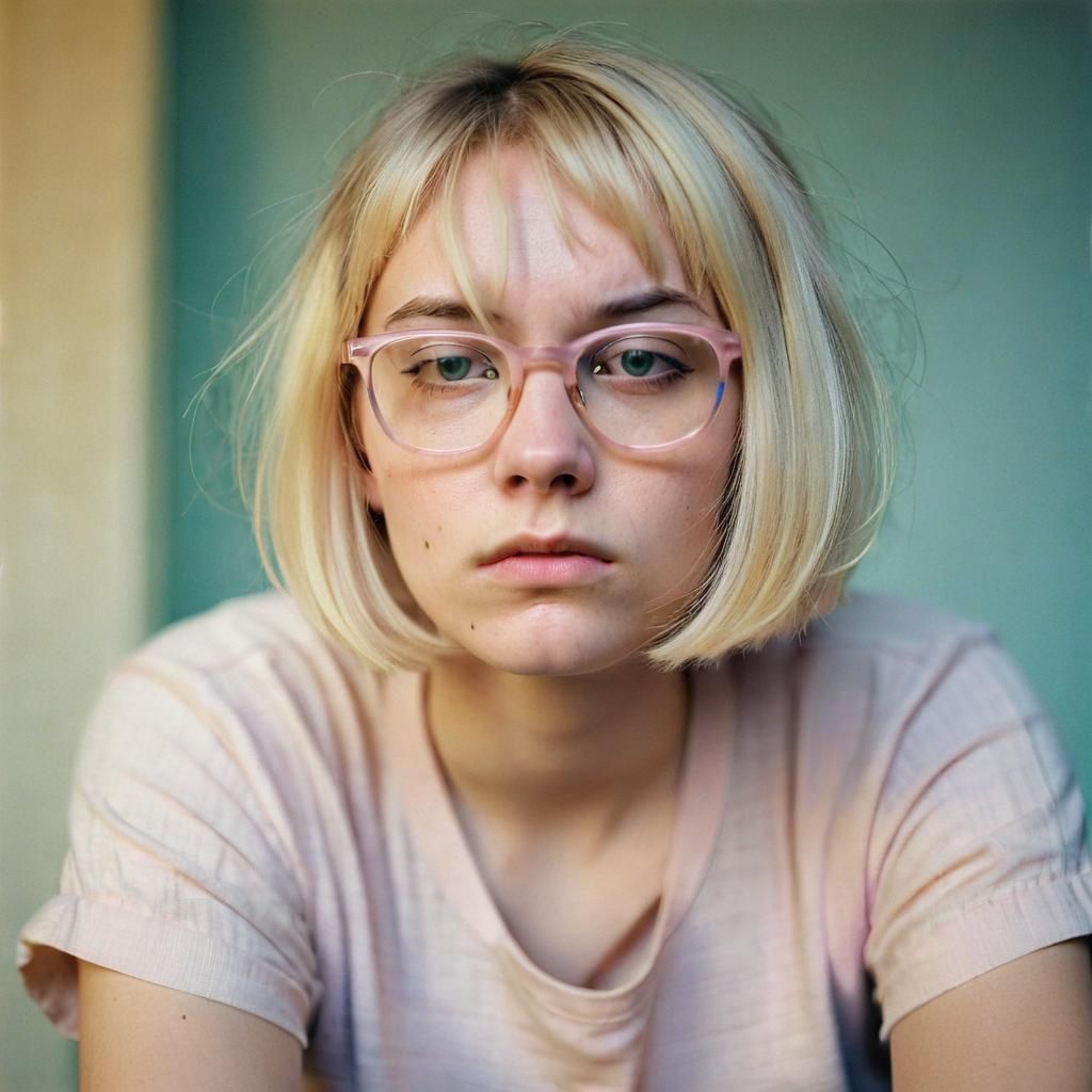 Portrait of a Sad Woman in Pastel Colors