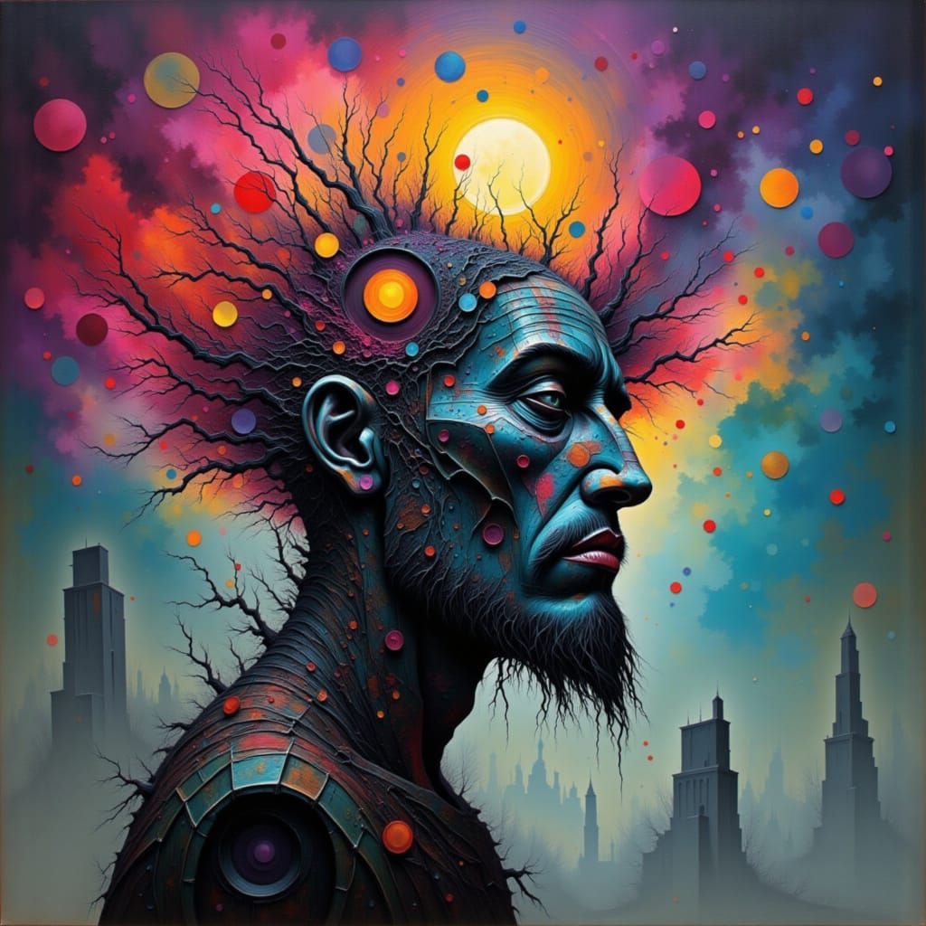 Mystical Being in Swirling Colors: Surreal Digital Art