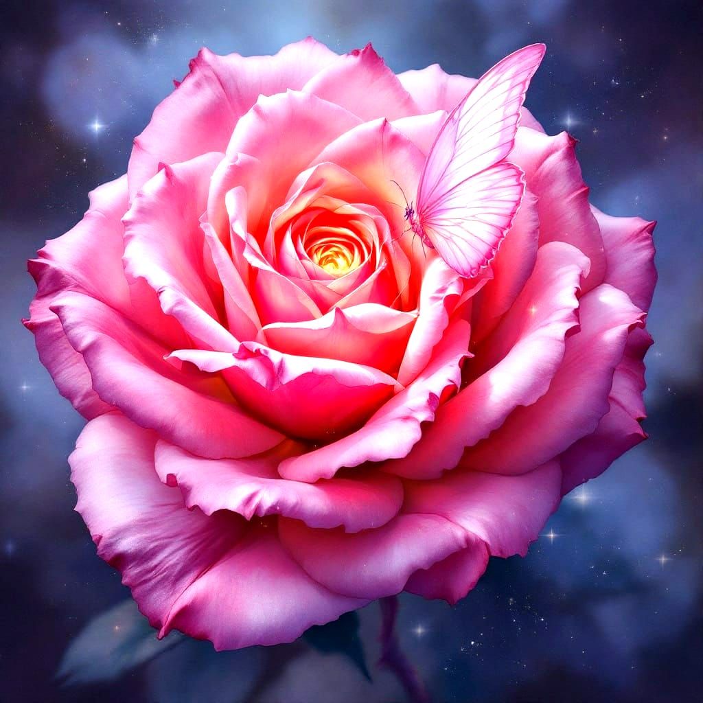 Ethereal Magenta Rose in Cosmic Light