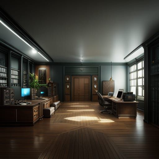 Zen Gamer Office Background in Detailed Matte Painting