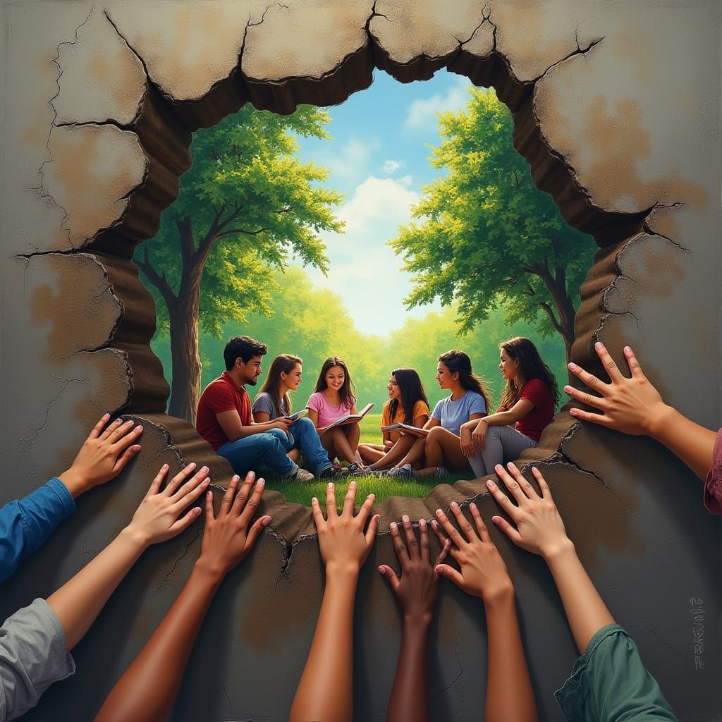 Hands Breaking Through: A Mixed-Media Vision