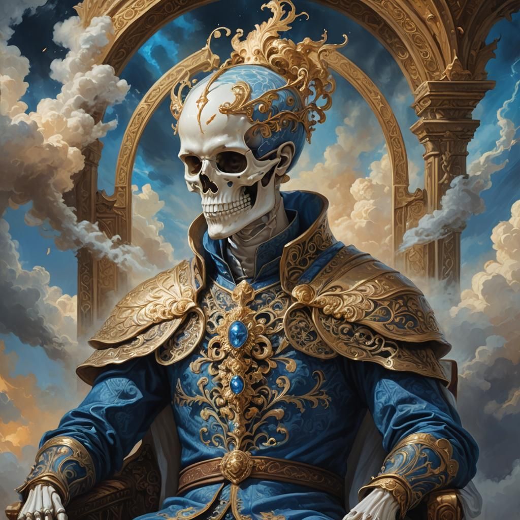 Medieval Half-Skeleton Portrait in Fantasy Art Style