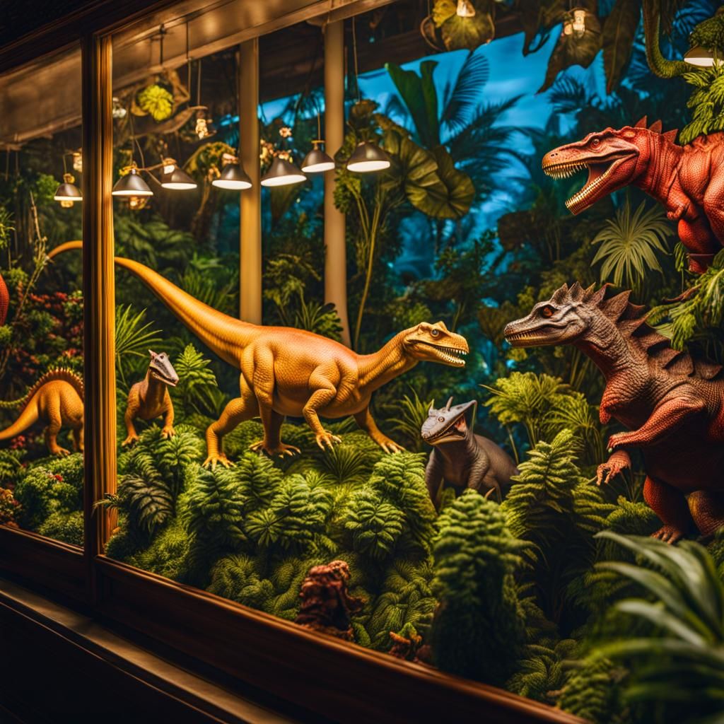 Dinosaur Toys in Jungle Toy Shop Window