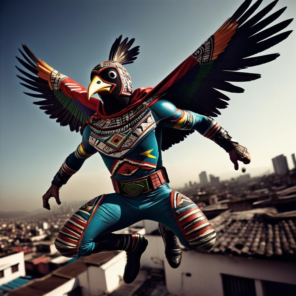 Aztec ostrich superhero