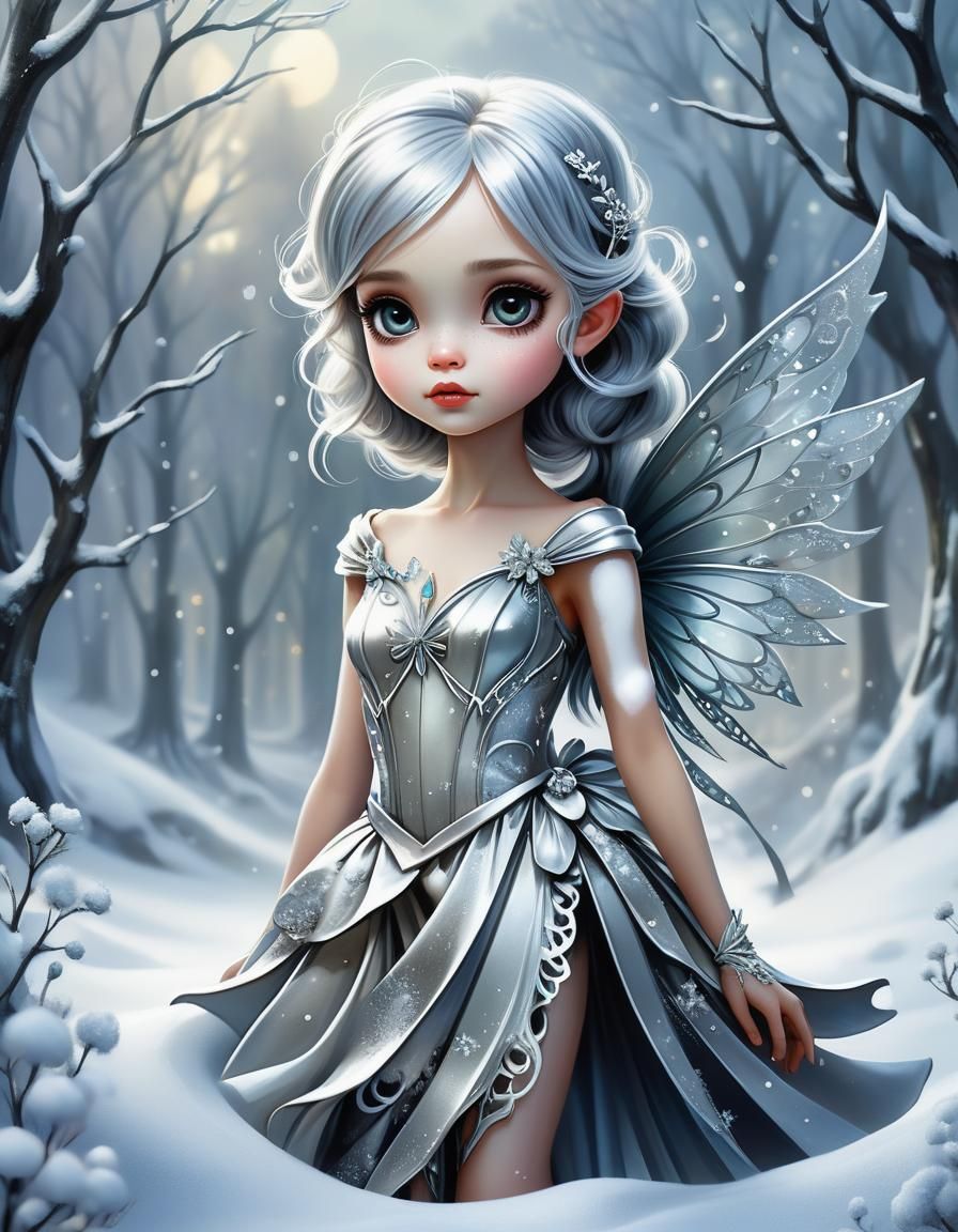 Tinkerbell in Silver Dress, Digital Art