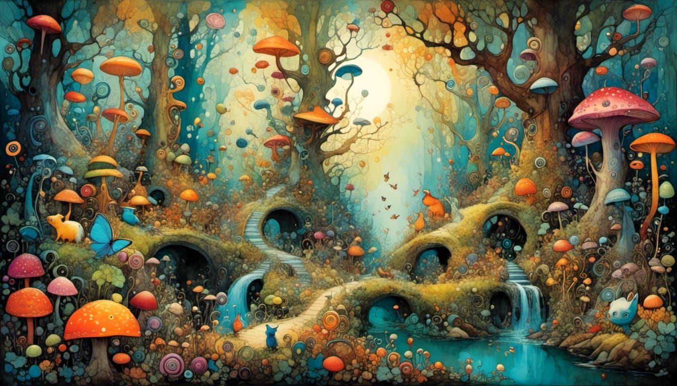 Whimsical Forest in Tim Burton Style