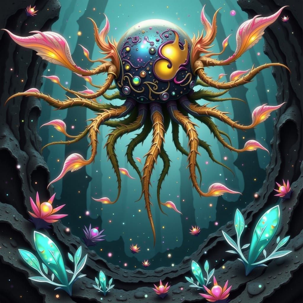 Bioluminescent Sea Creature in Science Fantasy Style