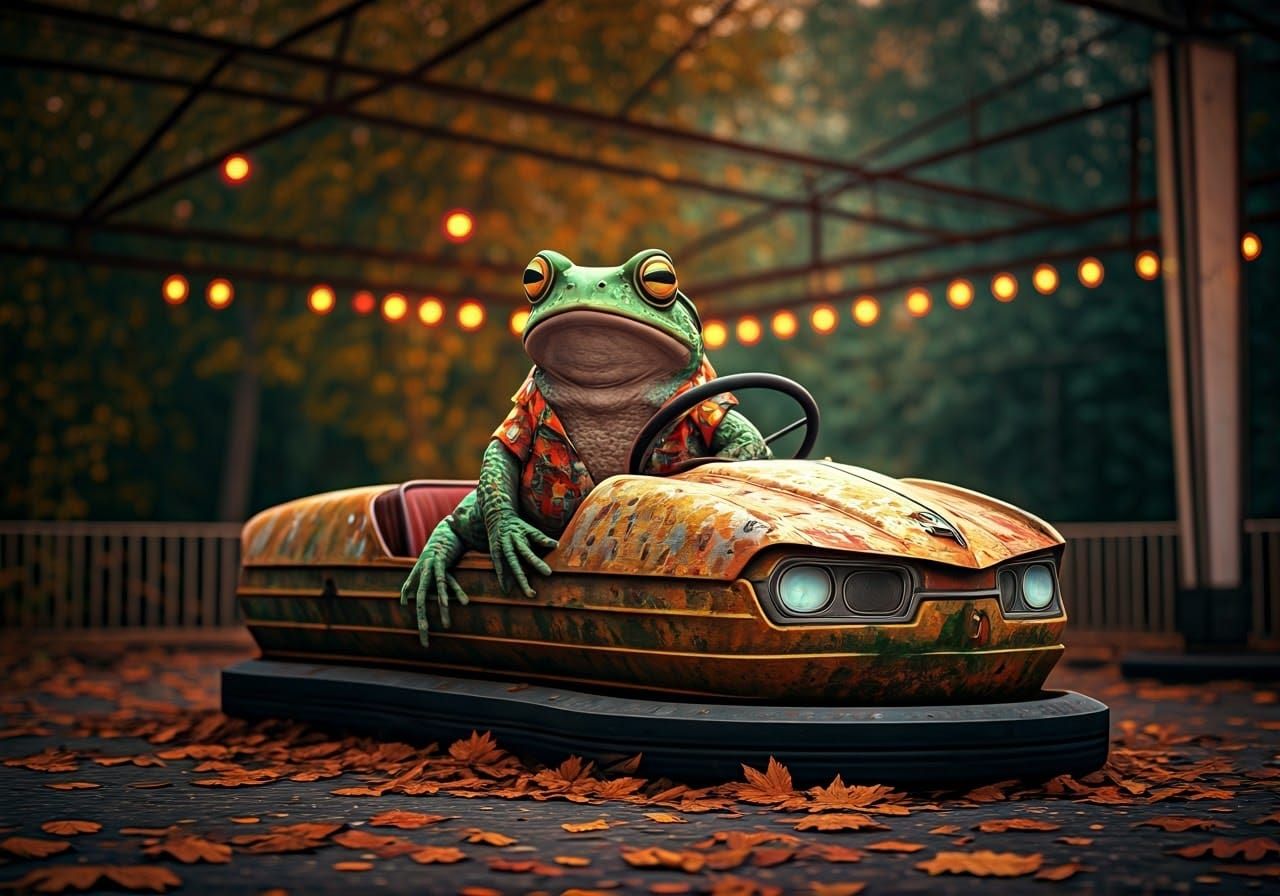 Toad's Autumn Ride in Pop Surrealist Style