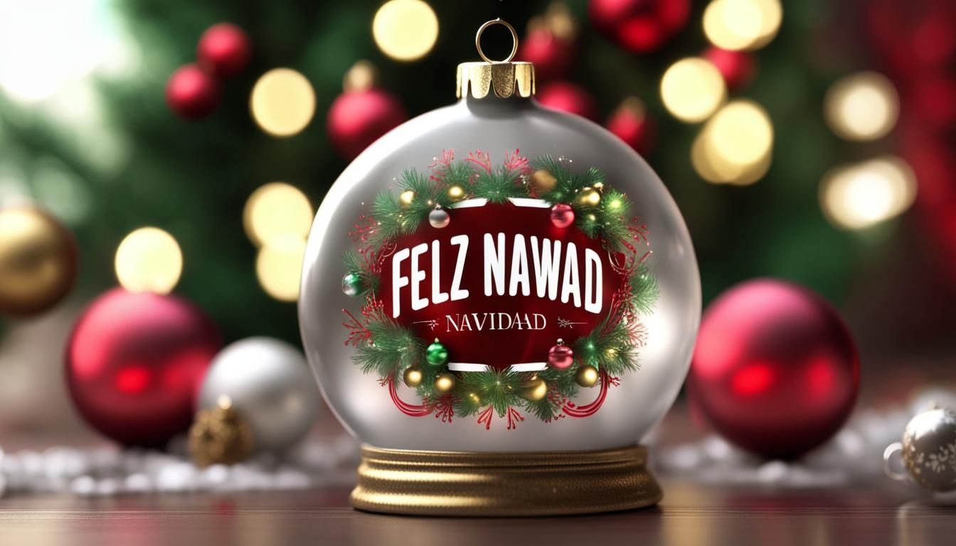 Festive Glass Ornament: Feliz Navidad in Hyper-Realistic Det...