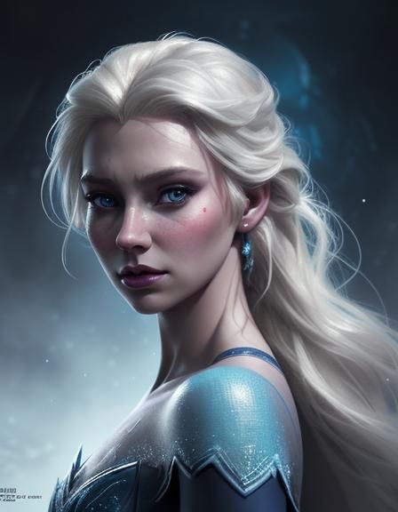 Dark Disney Elsa: Hyperrealistic Concept Art