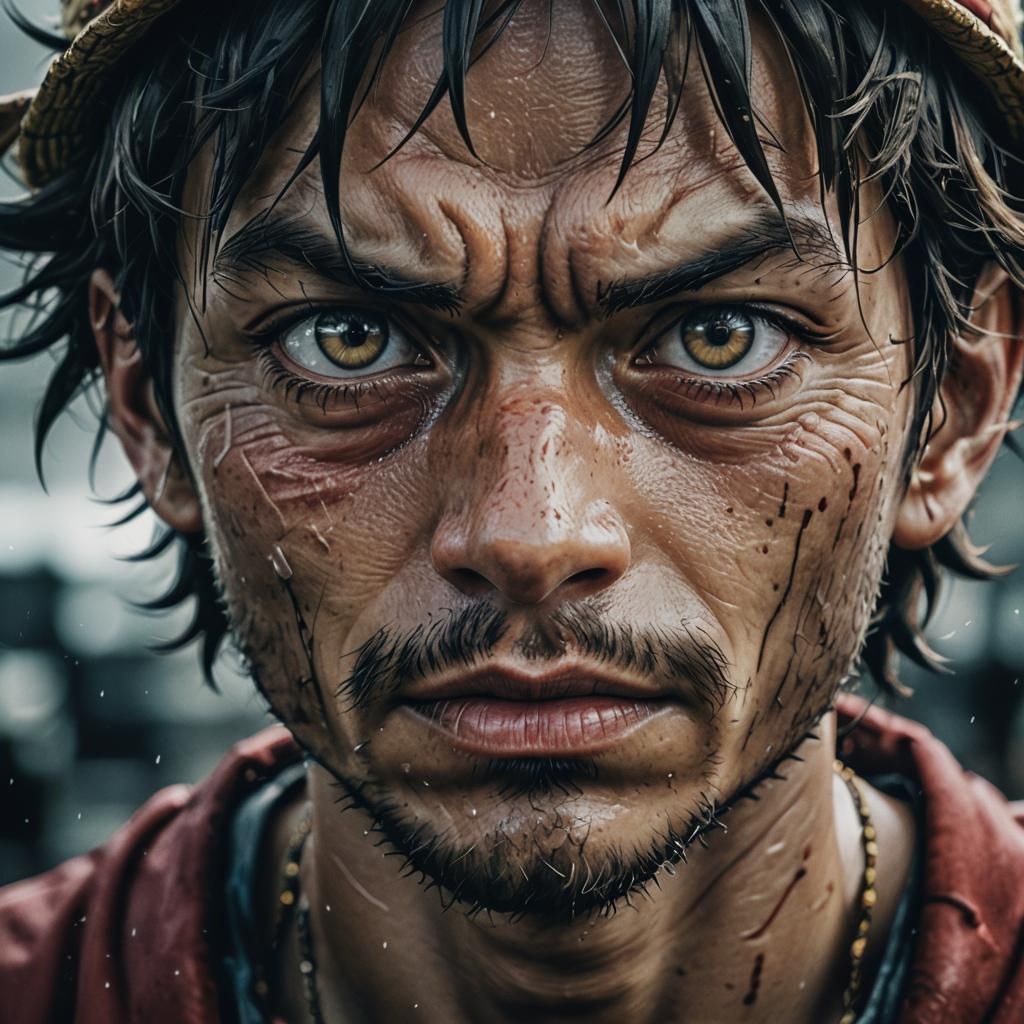Luffy Close-Up Portrait in Photographic Style