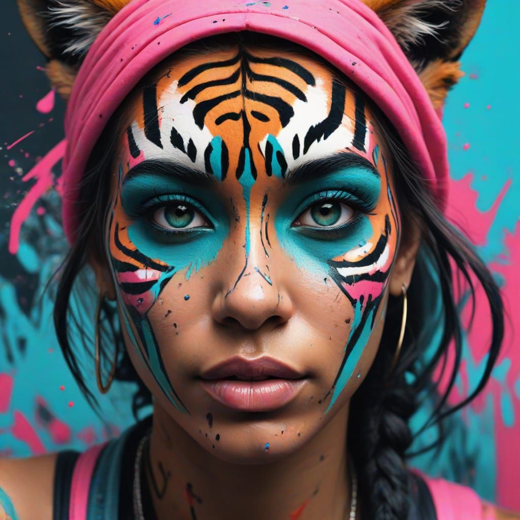 Tigress Woman Graffiti Art