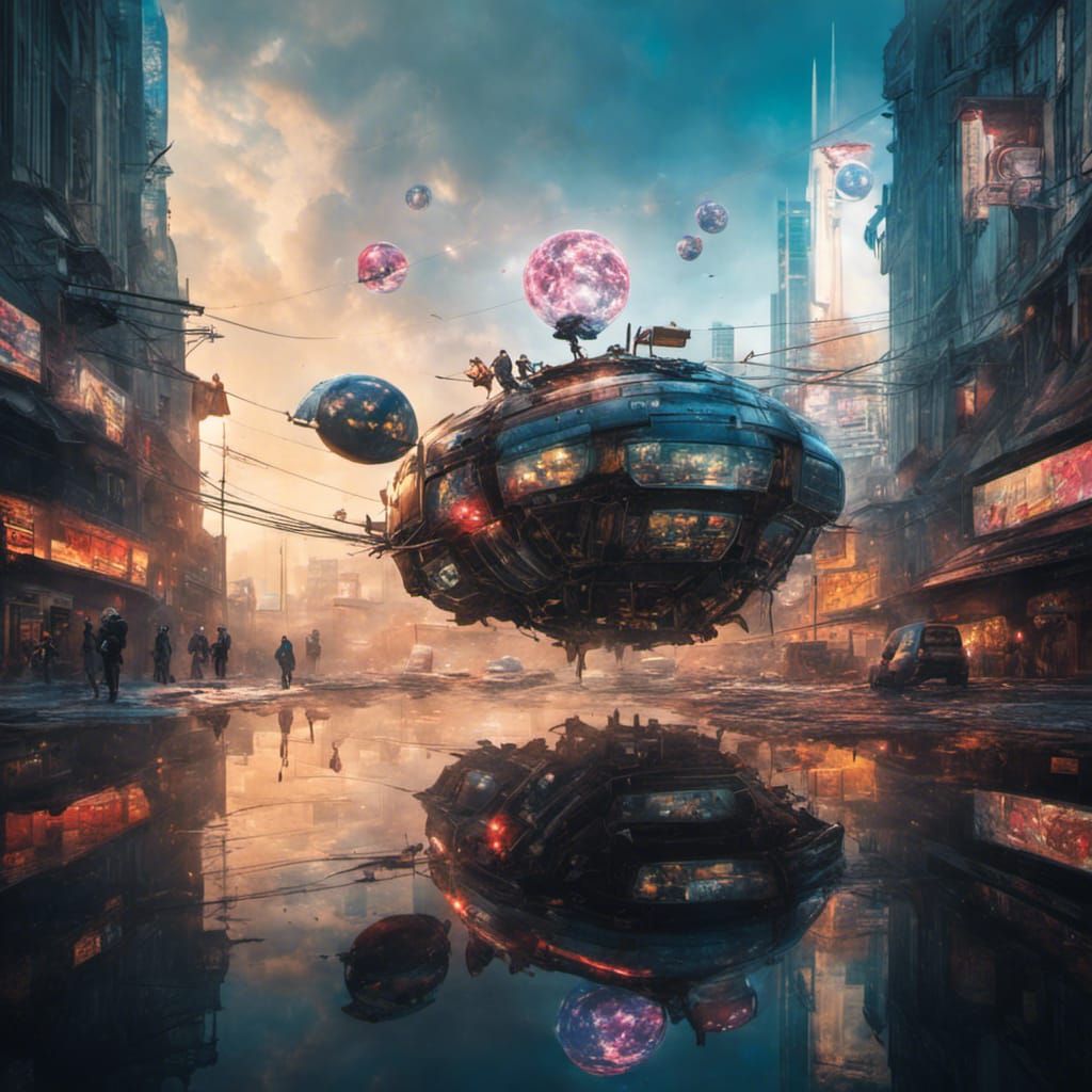 Cyberpunk Dragonfly Car in Motion