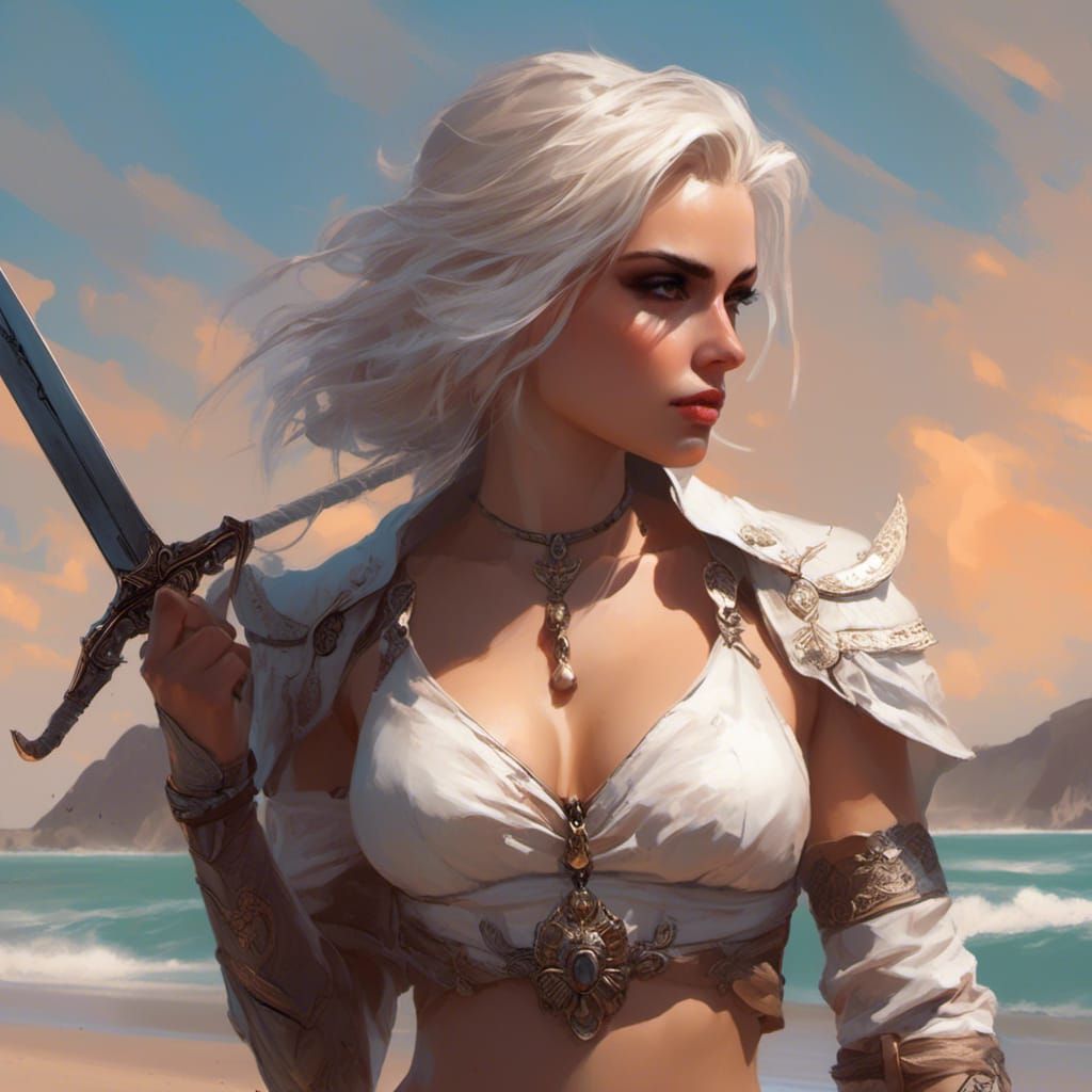 Ciri from The Witcher on a Beach