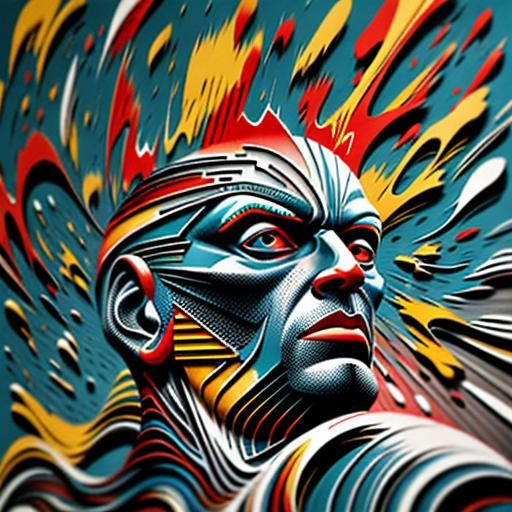 Vibrant Textured Artwork in Impasto-Halftone Style