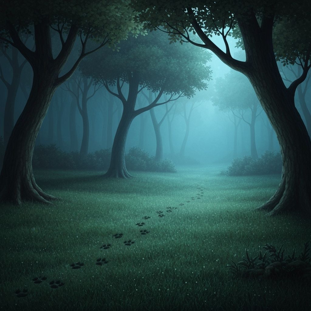 Mystical Forest with Paw Prints in Renaissance Style