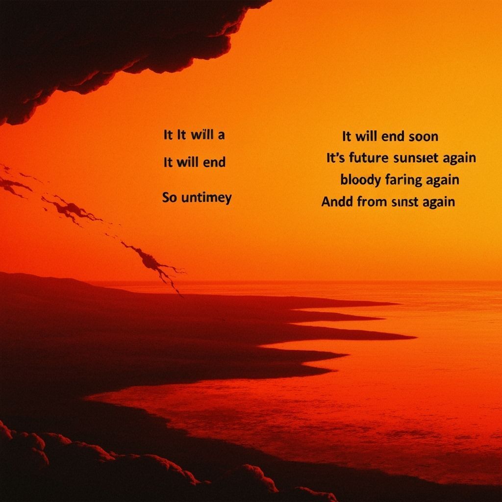 Bloody Martian Sunset Fading in Future Landscape