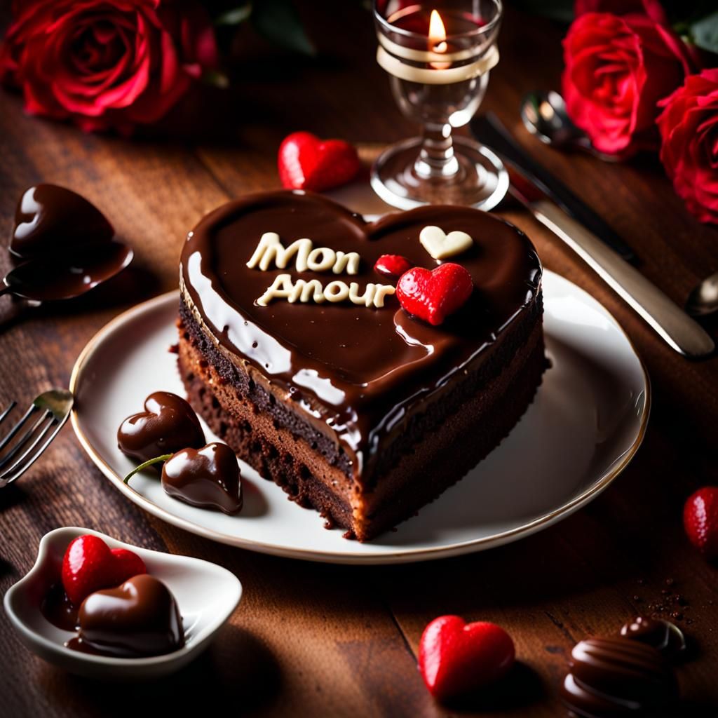 Heart Cake 'Mon Amour' Still Life, Bokeh Photography