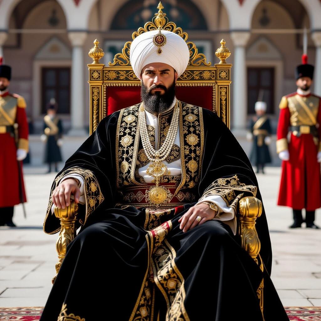 Sultan Selim on Golden Throne in Topkapi Palace