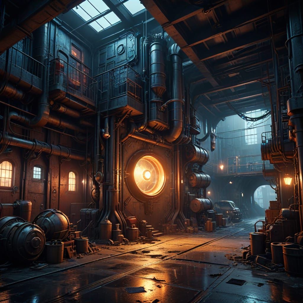 Moody Heathcliff Concept Art in Vibrant, Industrial Cyberpun...