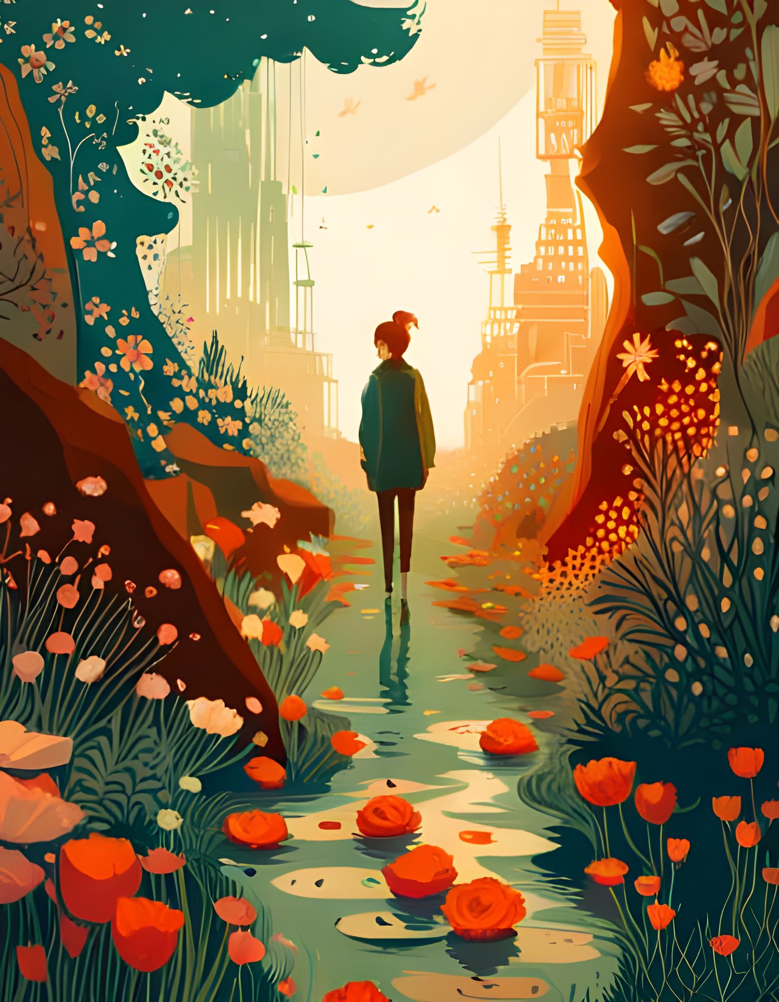 Floral Embrace: A Digital Masterpiece