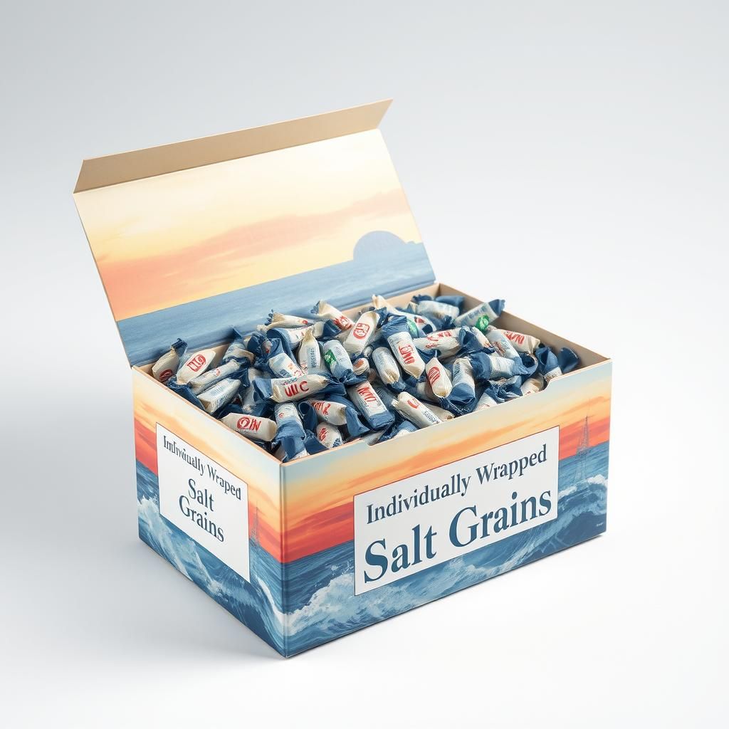 Hyperrealistic Individually Wrapped Salt Grains Product