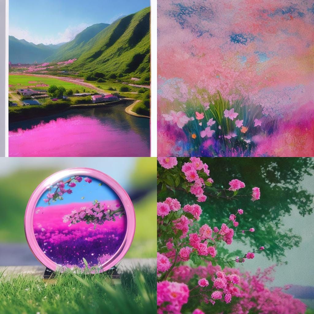 Vibrant Monochromatic Pink Digital Art