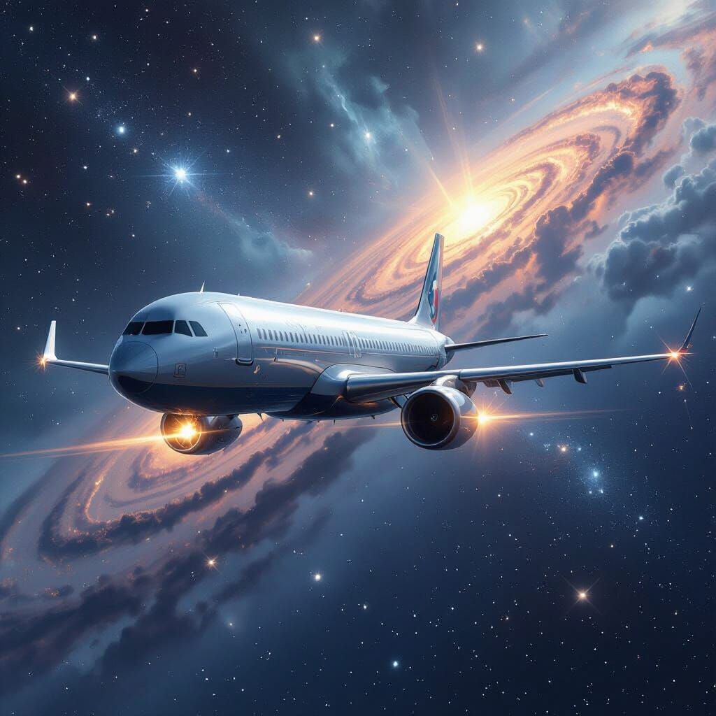 Metallic Spaceship Soars Through Galactic Stars