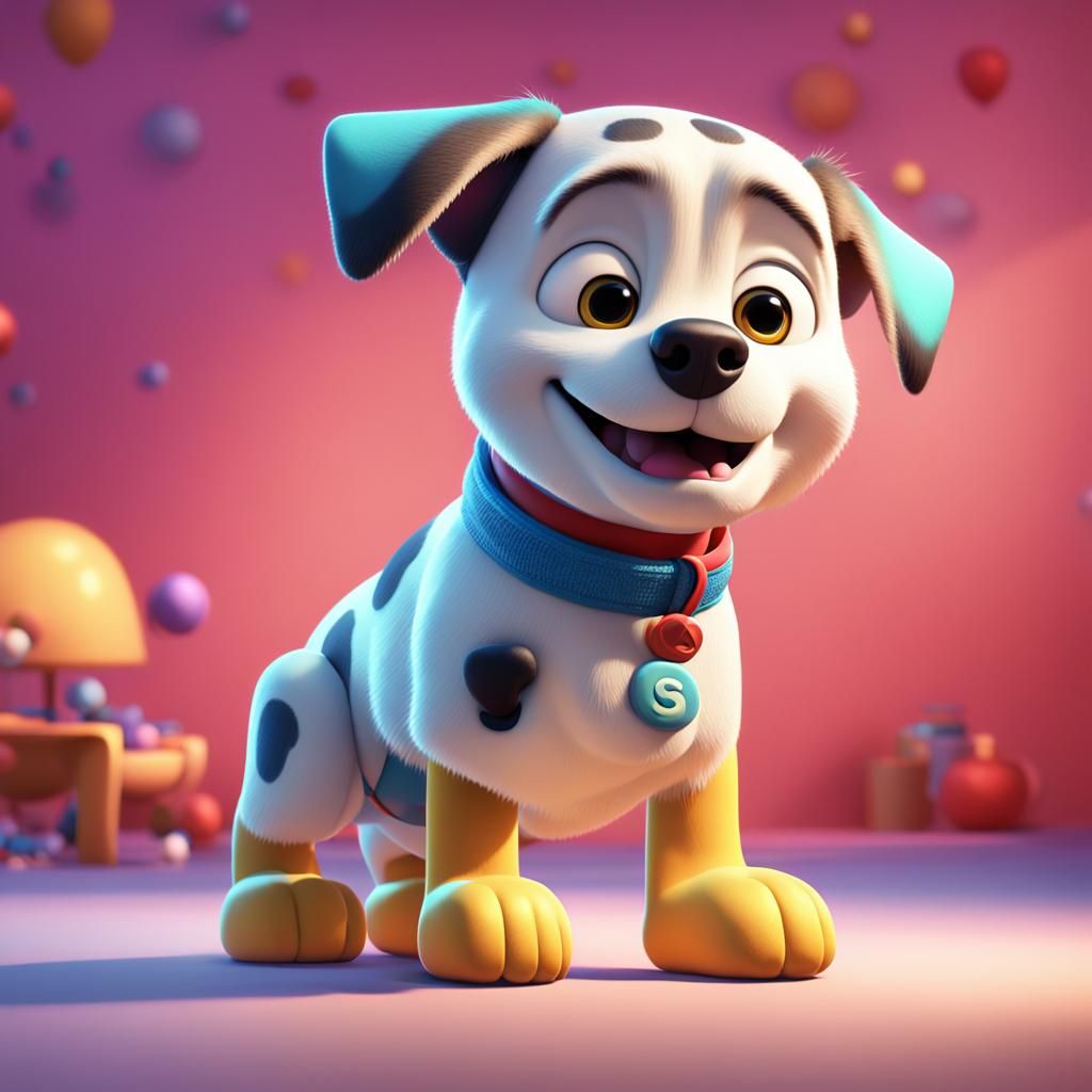 Endearing Cartoon Dog in 3D Digital Art Style