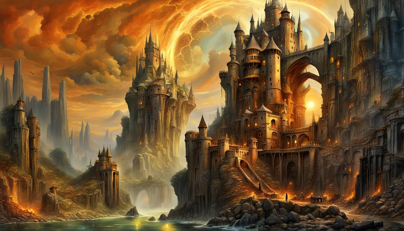 Cliffside Castle: Art Deco Dreamscape in 16K