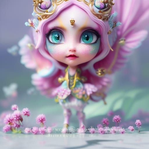 Candy Kawaii Cupcake Portrait on Ukiyo-e Counter