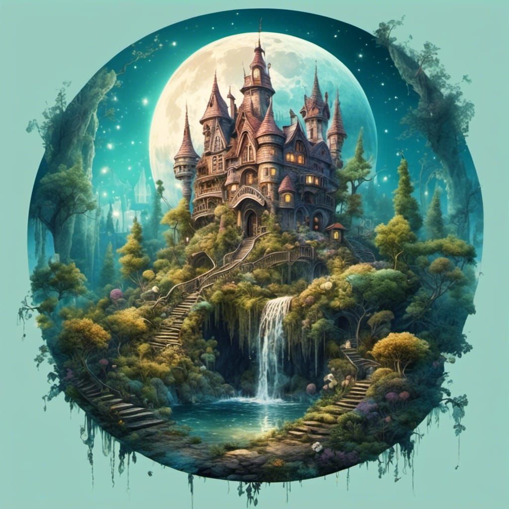 Enchanted Fairy Tale Castle in Magical Forest