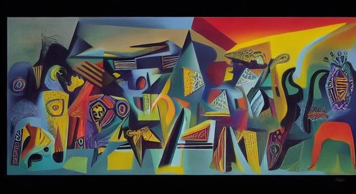 Aztec Gods Mystical Ritual in Primitivism Style