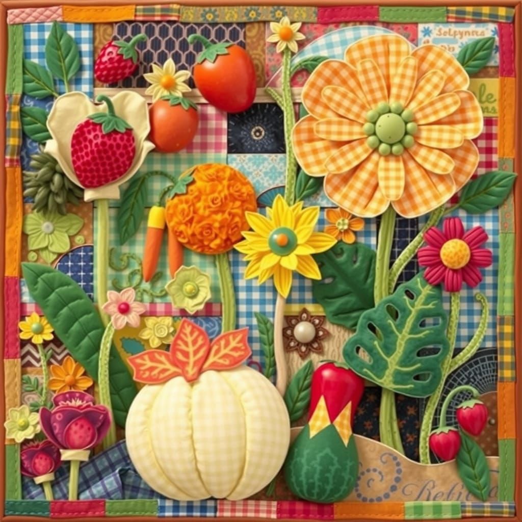 Vibrant Gingham Vegetable Tapestry