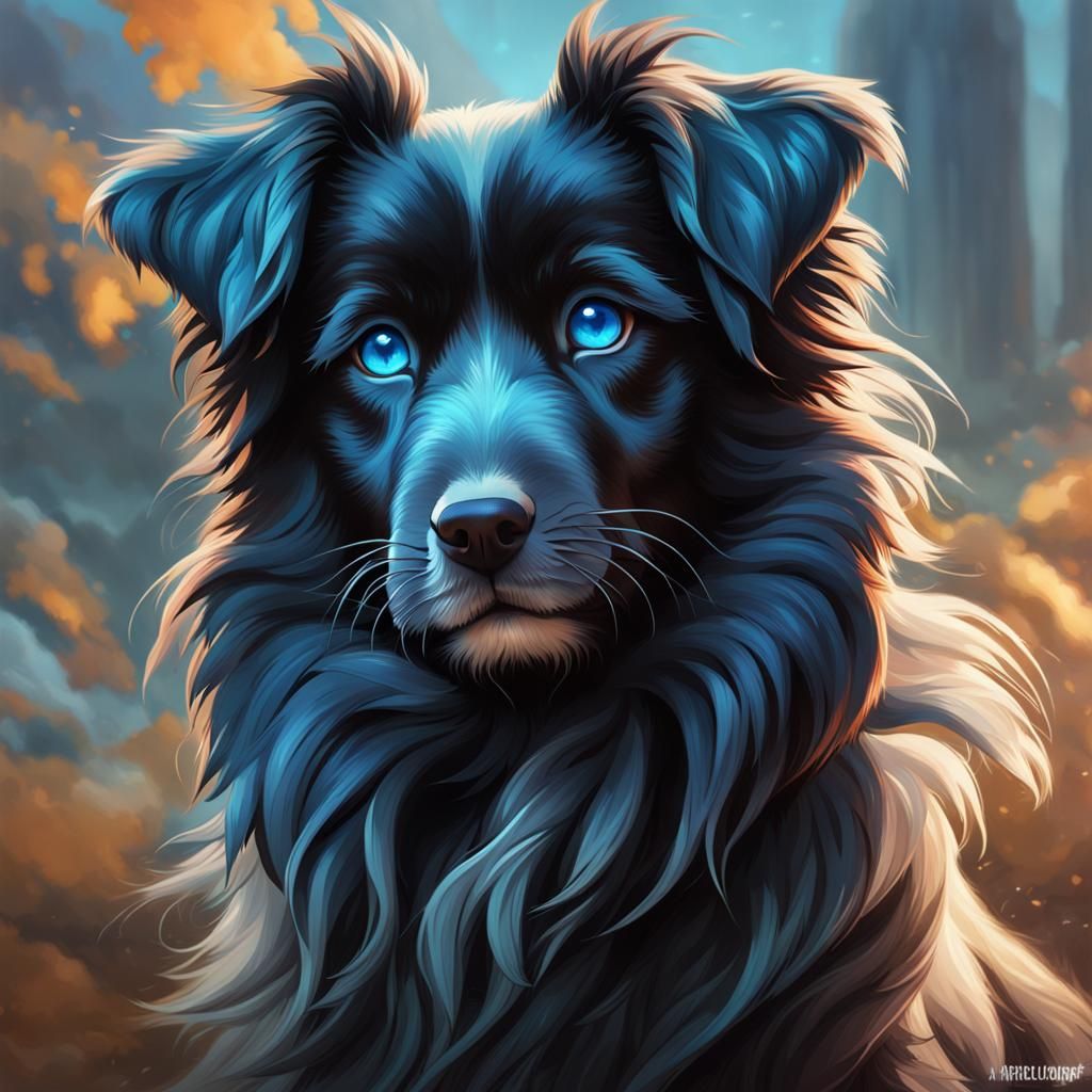 Hyperdetailed Puppy Portrait in Art Nouveau Style