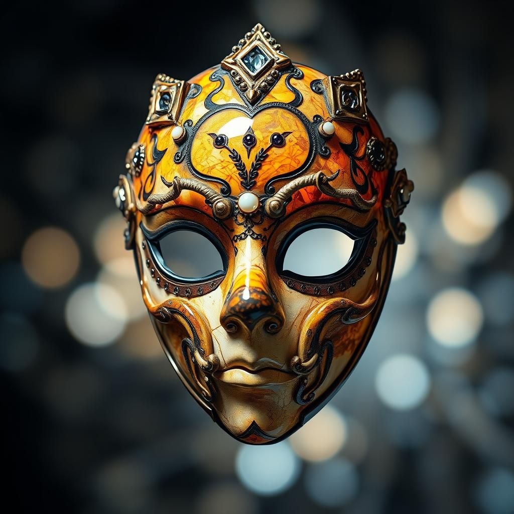 Bumblebee Jasper Mask with Moissanite Eyes, Digital Art