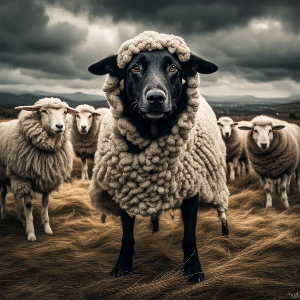 Dog in Sheep's Clothing: Hyperrealistic Animal Portrait