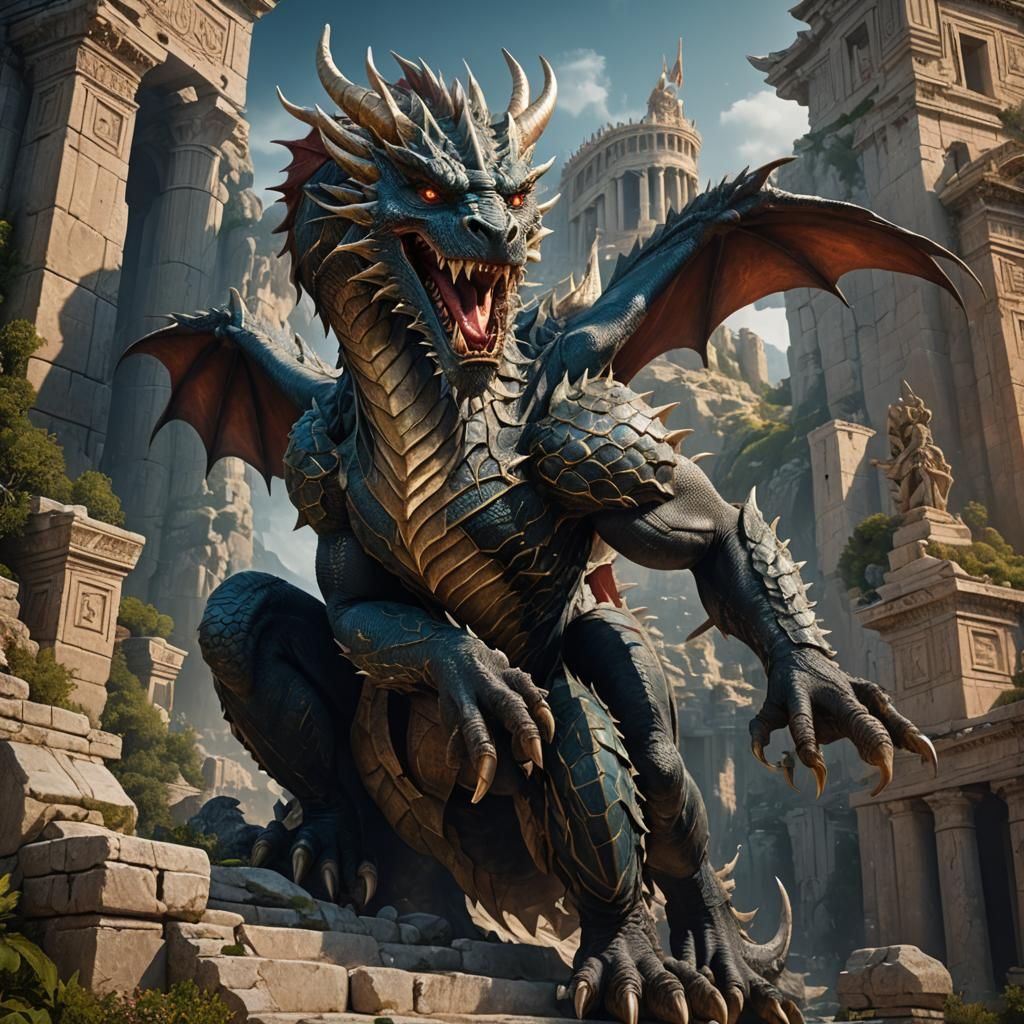 Dragon Ladon Portrait in Greek Mythology