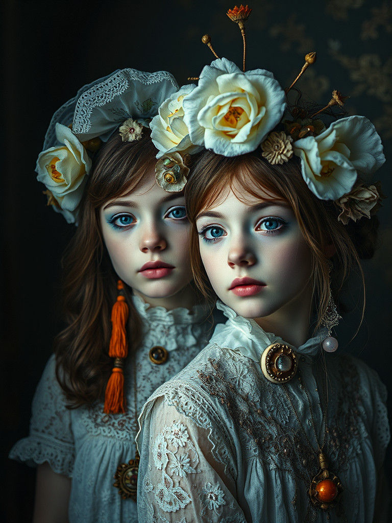 Dreamy Surreal Portrait in Soft Blue Tones