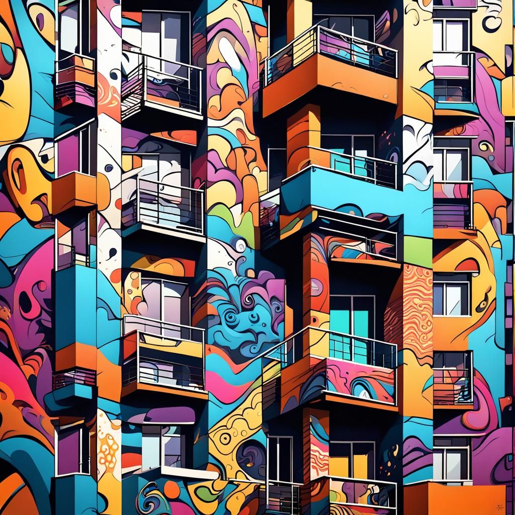 Vibrant Graffiti Art in Maximalist Style