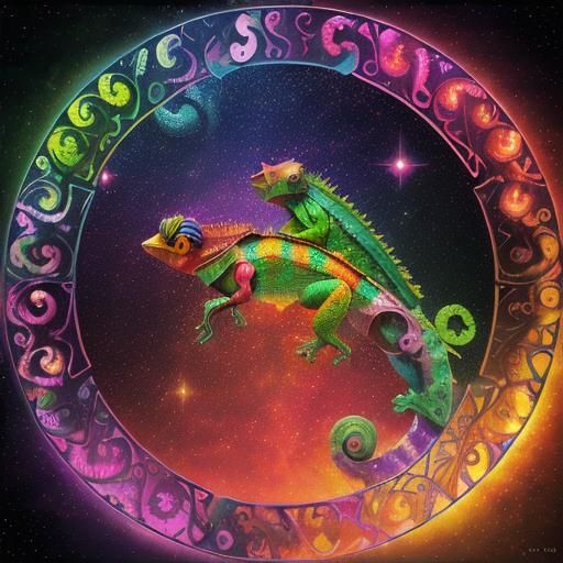 Cosmic Chameleon: A Hyperrealistic Digital Masterpiece
