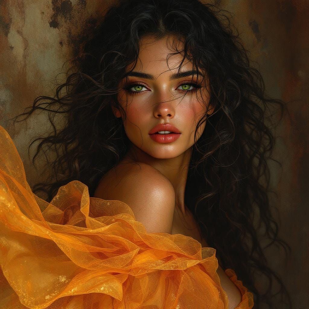 Hawaiian Woman in Ethereal Romantic Noir Style