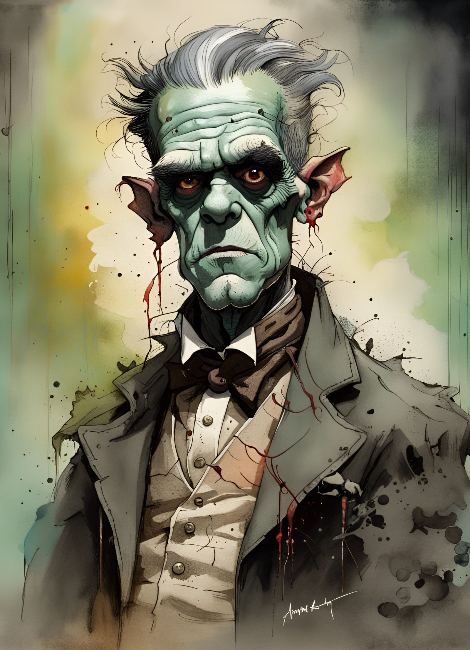 Frankenstein's Monster Crayon Caricature