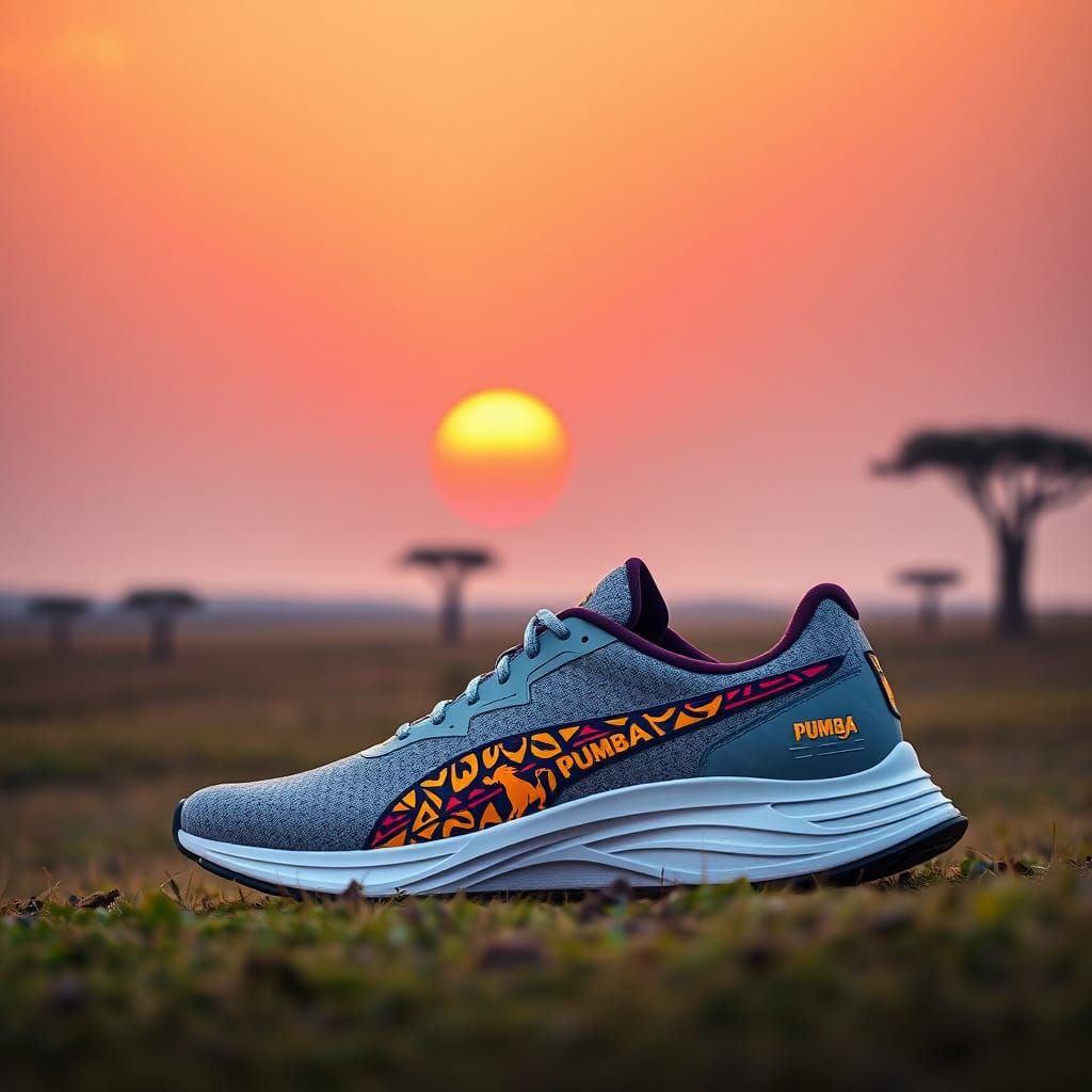 Savannah Sunset Running Shoes with African Design