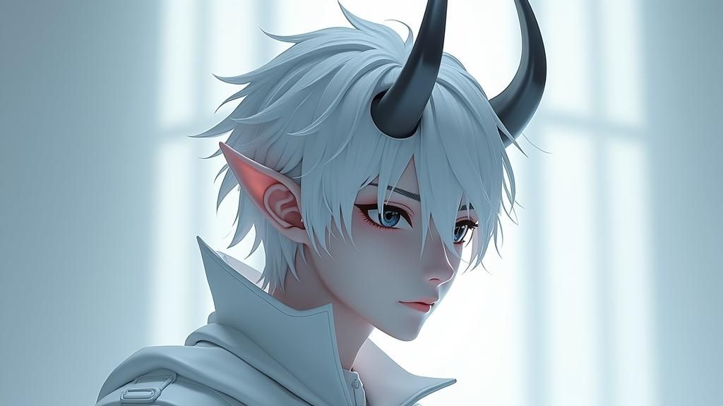 Icy Demon Portrait in Anime Style