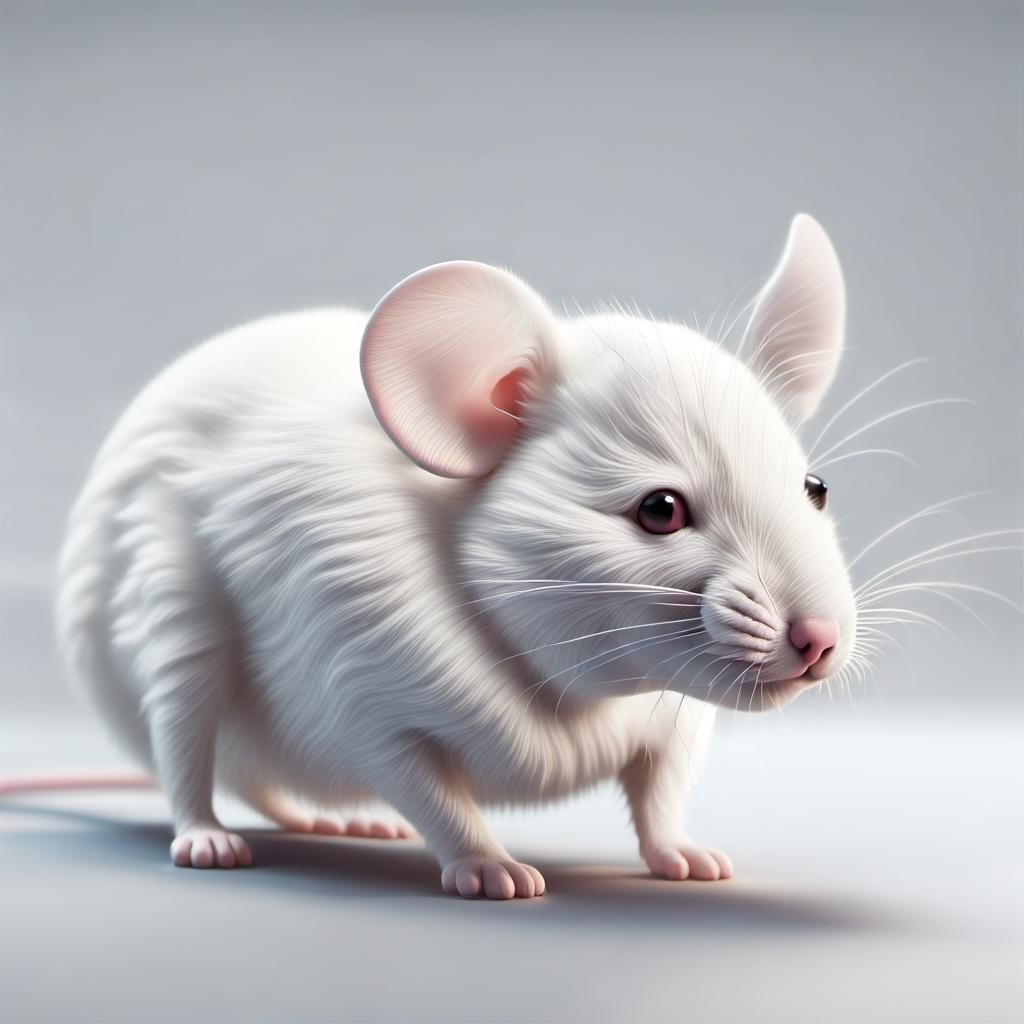 Surreal White Mouse Body with Dog Head