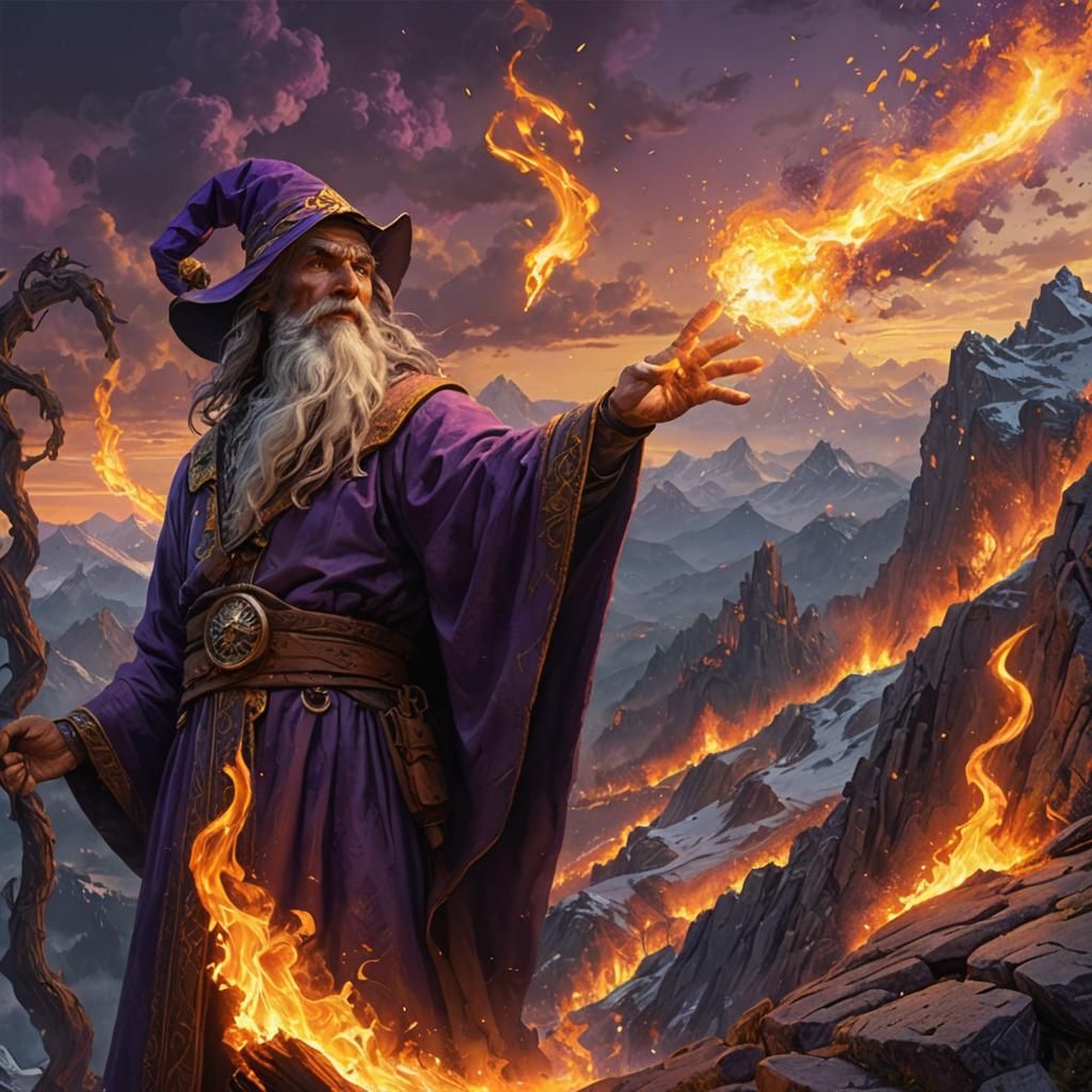 Wizard Spewing Fire: Dark Fantasy Concept Art