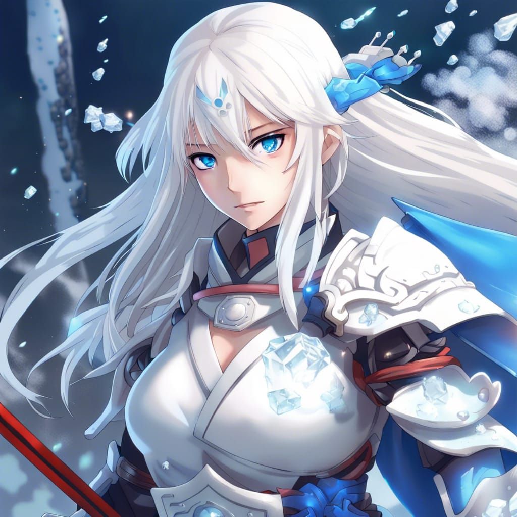 Icy Samurai Girl in Anime Style